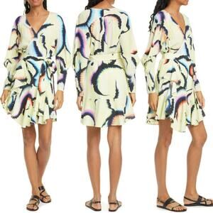 NEW A.L.C Enzo Long Sleeve Stretch Silk Wrap Dress